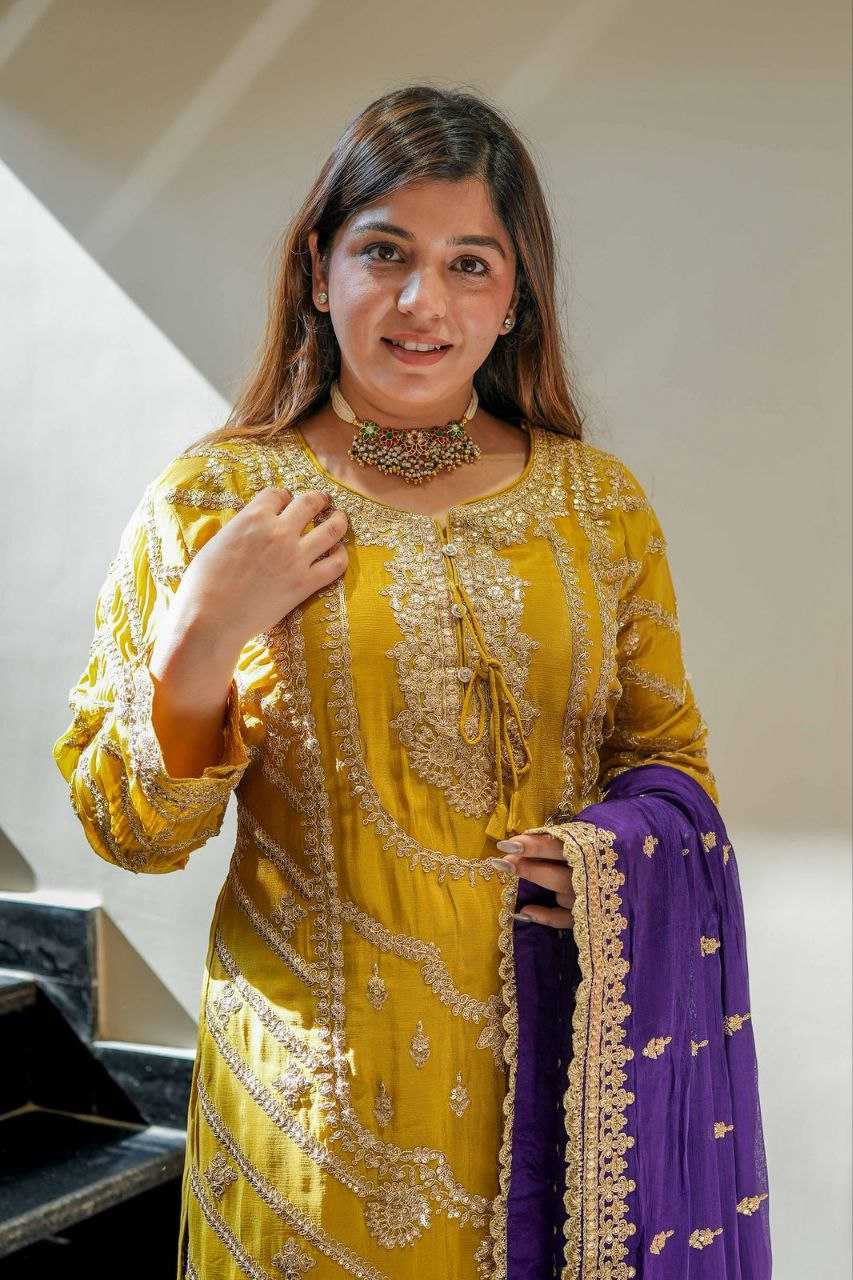 Ynf Heavy Chinnon Silk KESH158 7001 Suits & Dresses Wedding Collections Festive Collections Wholesale Sharara Salwar Suits Ladies Silk Suit Wedding Outfits Manufacturer