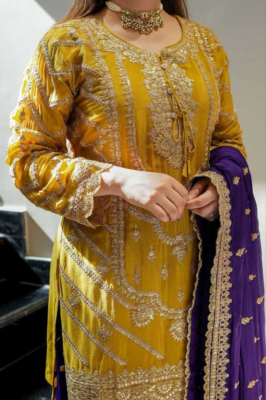 Ynf Heavy Chinnon Silk KESH158 7001 Suits & Dresses Wedding Collections Festive Collections Wholesale Sharara Salwar Suits Ladies Silk Suit Wedding Outfits Manufacturer
