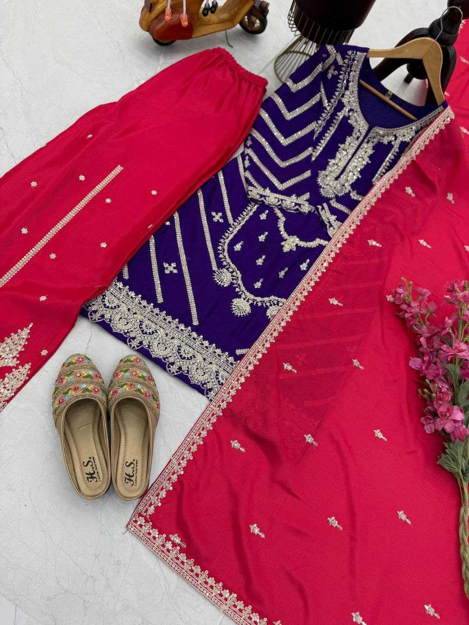 Ynf Heavy Chinnon Silk KESH158 7001 Suits & Dresses Wedding Collections Festive Collections Wholesale Sharara Salwar Suits Ladies Silk Suit Wedding Outfits Manufacturer