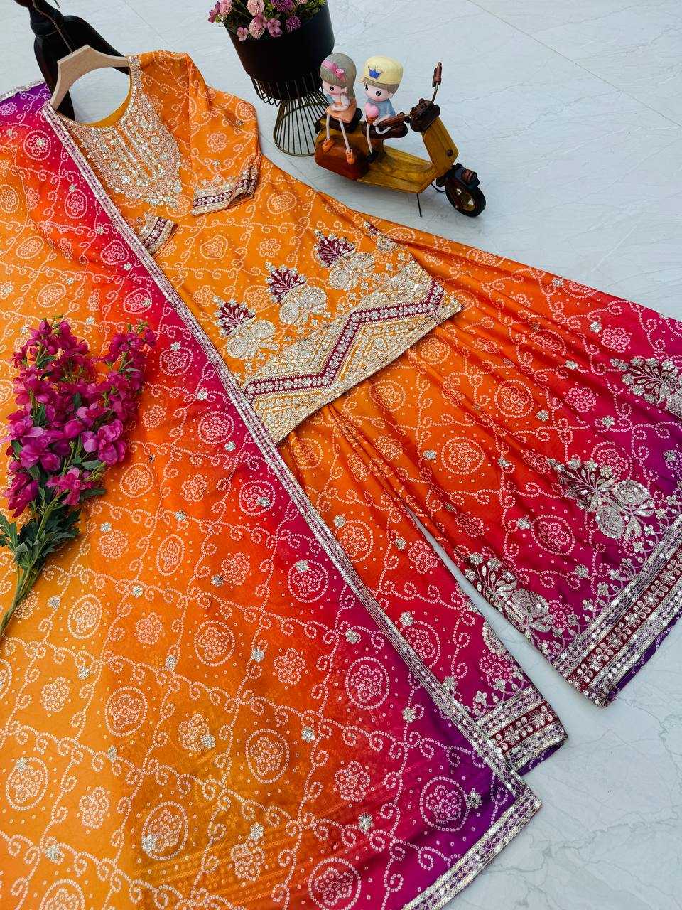 Ynf Heavy Chinnon Silk KESH158 9011 Suits & Dresses Wedding Collections Festive Collections Wholesale Sharara Salwar Suits Ladies Silk Suit Wedding Outfits Manufacturer