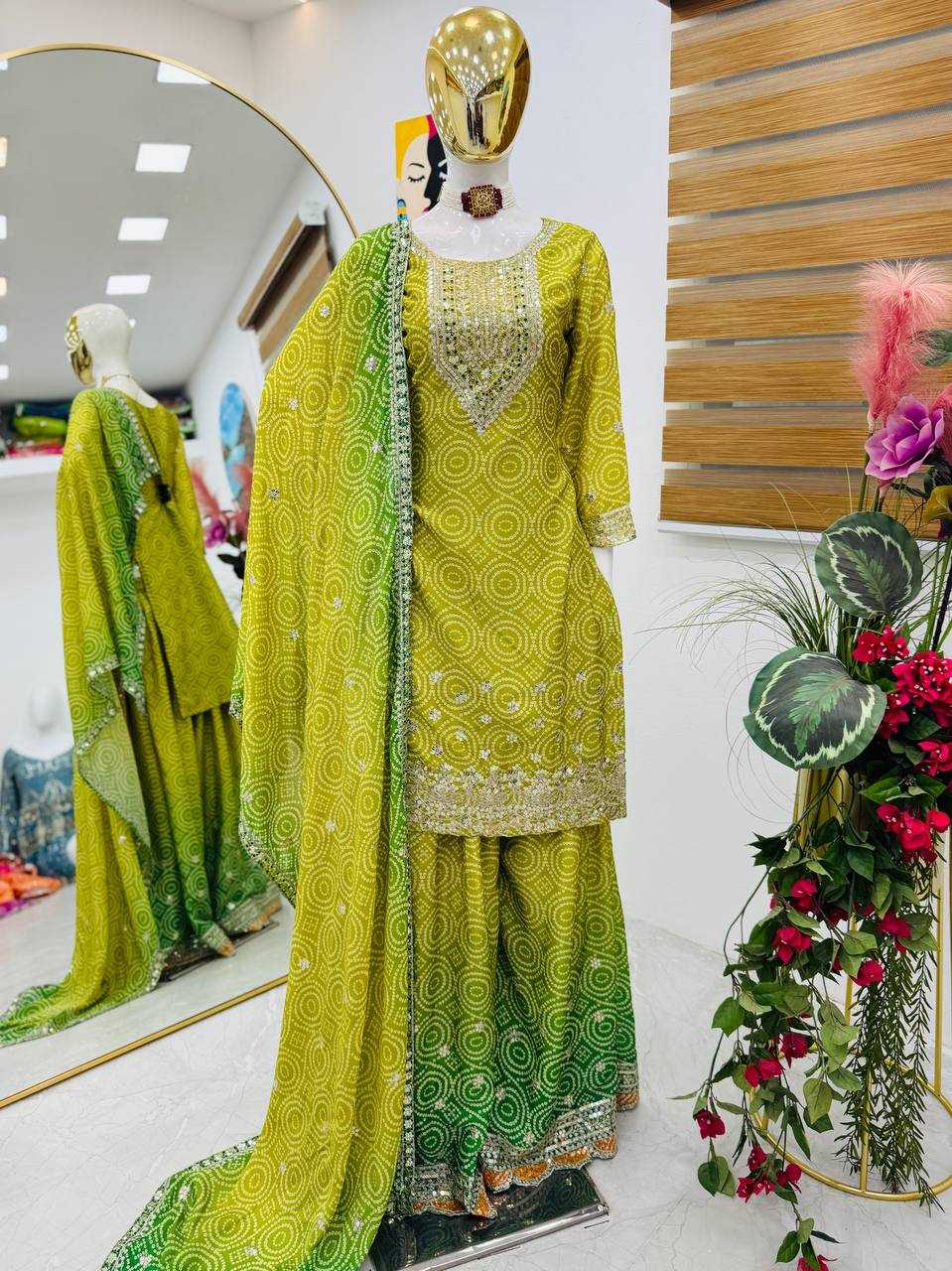 Ynf Heavy Chinnon Silk KESH158 9011 Suits & Dresses Wedding Collections Festive Collections Wholesale Sharara Salwar Suits Ladies Silk Suit Wedding Outfits Manufacturer