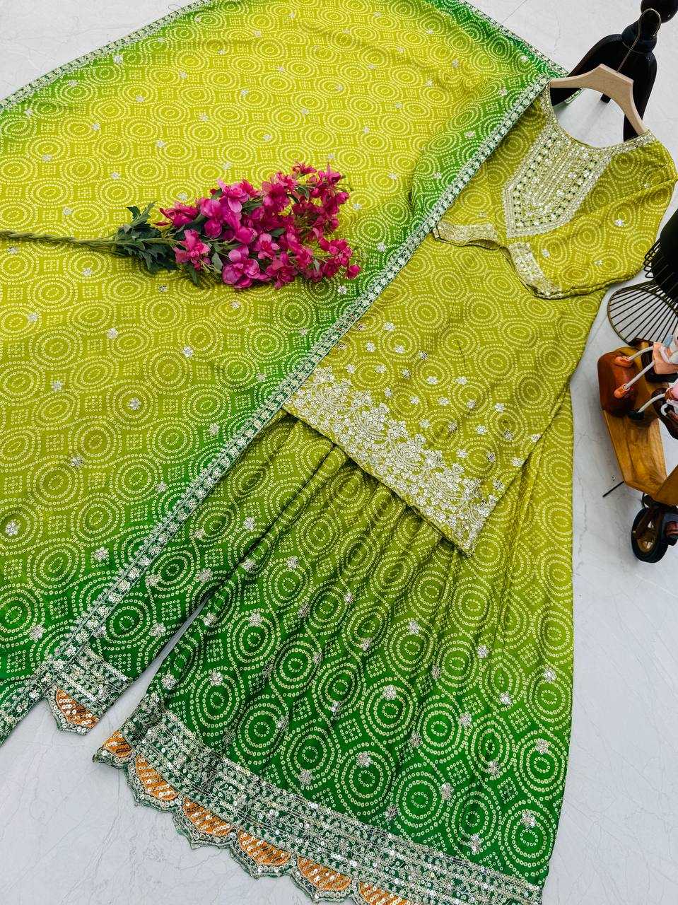 Ynf Heavy Chinnon Silk KESH158 9011 Suits & Dresses Wedding Collections Festive Collections Wholesale Sharara Salwar Suits Ladies Silk Suit Wedding Outfits Manufacturer