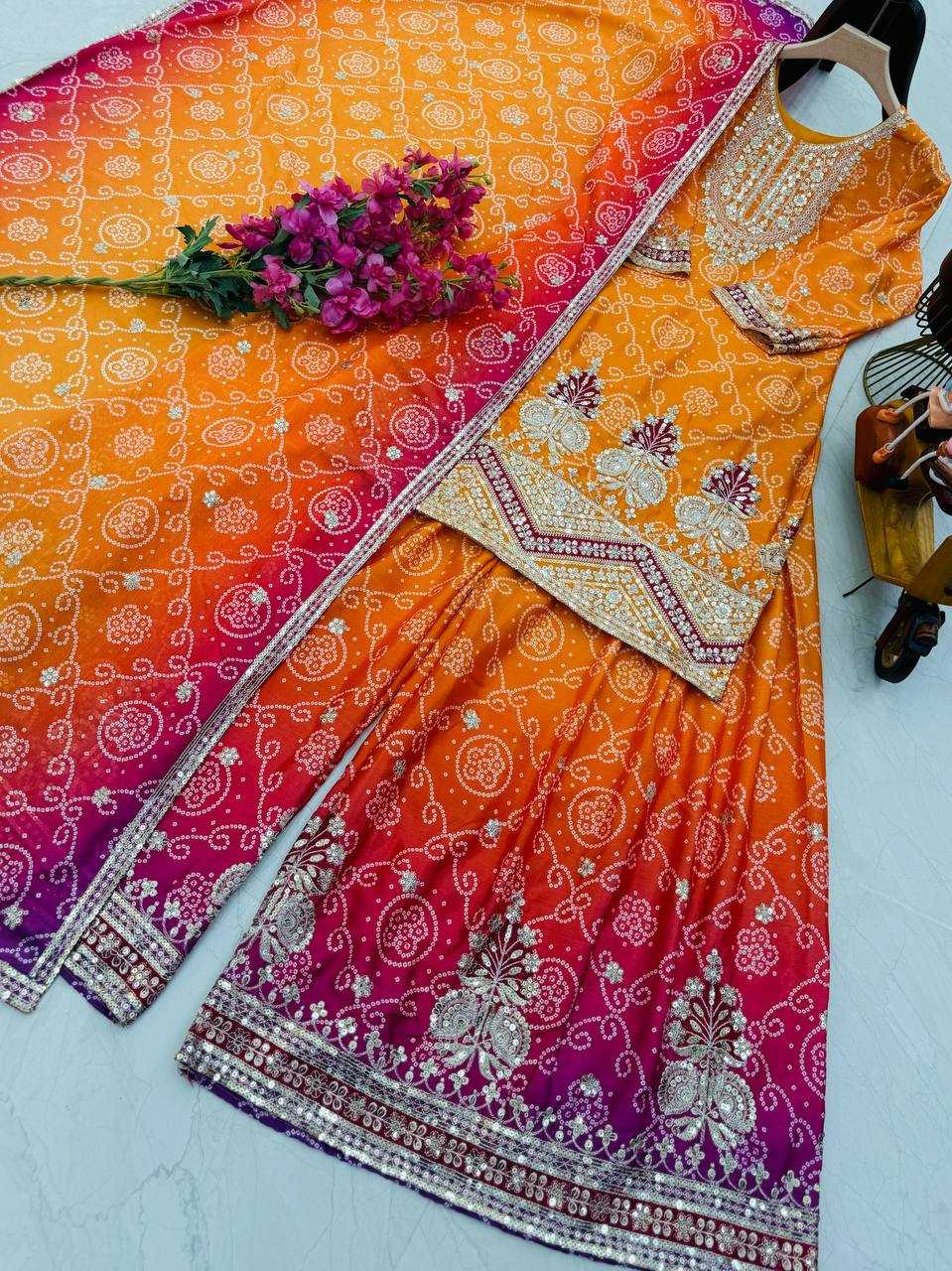 Ynf Heavy Chinnon Silk KESH158 9011 Suits & Dresses Wedding Collections Festive Collections Wholesale Sharara Salwar Suits Ladies Silk Suit Wedding Outfits Manufacturer