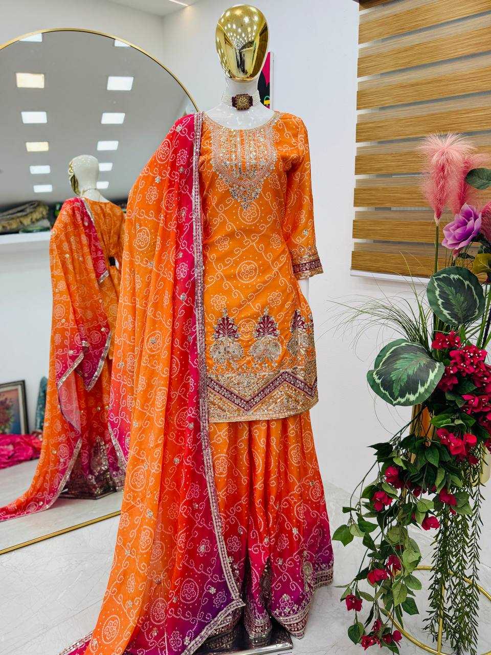 Ynf Heavy Chinnon Silk KESH158 9011 Suits & Dresses Wedding Collections Festive Collections Wholesale Sharara Salwar Suits Ladies Silk Suit Wedding Outfits Manufacturer