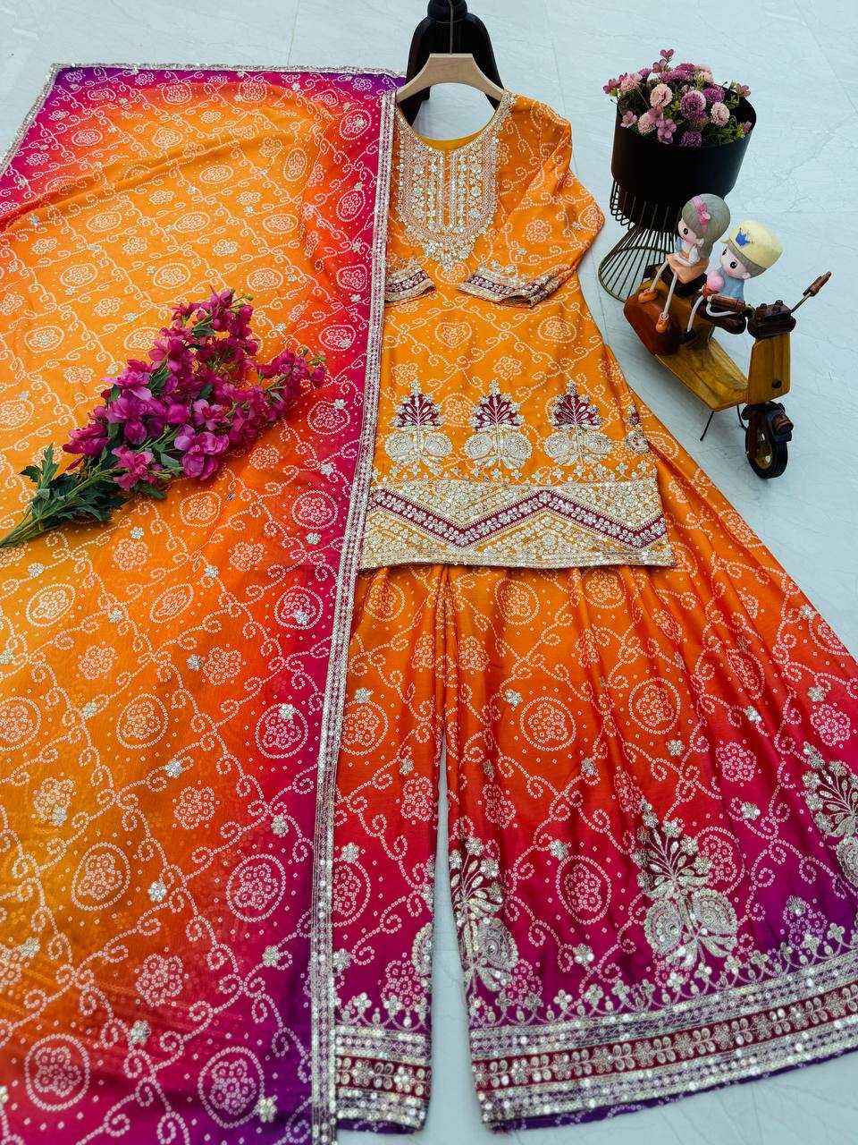 Ynf Heavy Chinnon Silk KESH158 9011 Suits & Dresses Wedding Collections Festive Collections Wholesale Sharara Salwar Suits Ladies Silk Suit Wedding Outfits Manufacturer