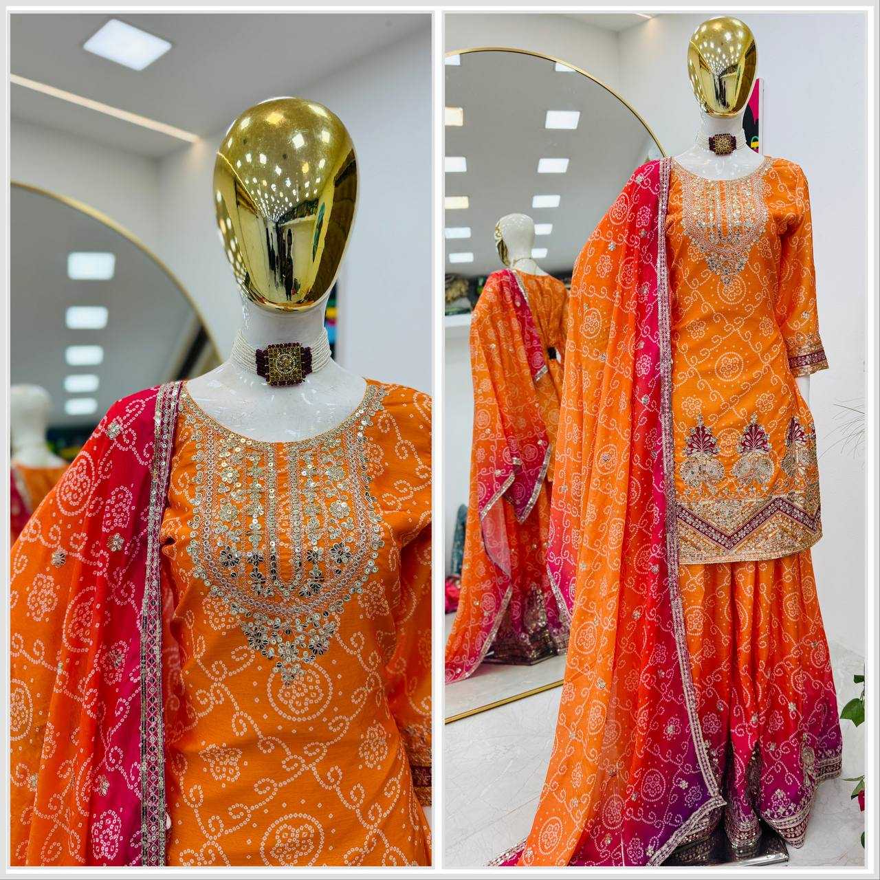 Ynf Heavy Chinnon Silk KESH158 9011 Suits & Dresses Wedding Collections Festive Collections Wholesale Sharara Salwar Suits Ladies Silk Suit Wedding Outfits Manufacturer
