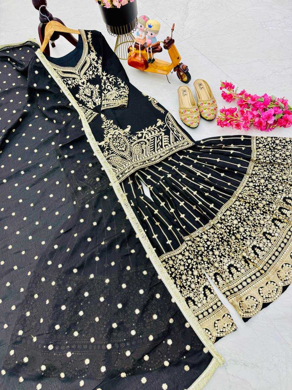 Ynf Heavy Chinnon Silk KESH158 9016 Suits & Dresses Wedding Collections Festive Collections Wholesale Sharara Salwar Suits Embroidery Suits Ladies Silk Suit Manufacturer