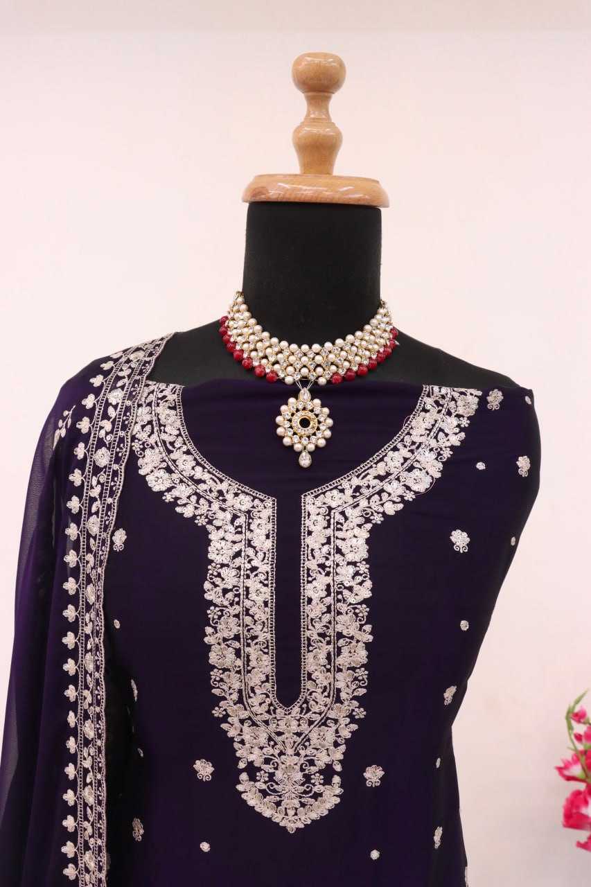 Ynf Heavy Chinnon Silk KESH504 7466 Suits & Dresses Wedding Collections Festive Collections Wholesale Palazzo Suit Ladies Silk Suit Semi Stitched Suits Manufacturer