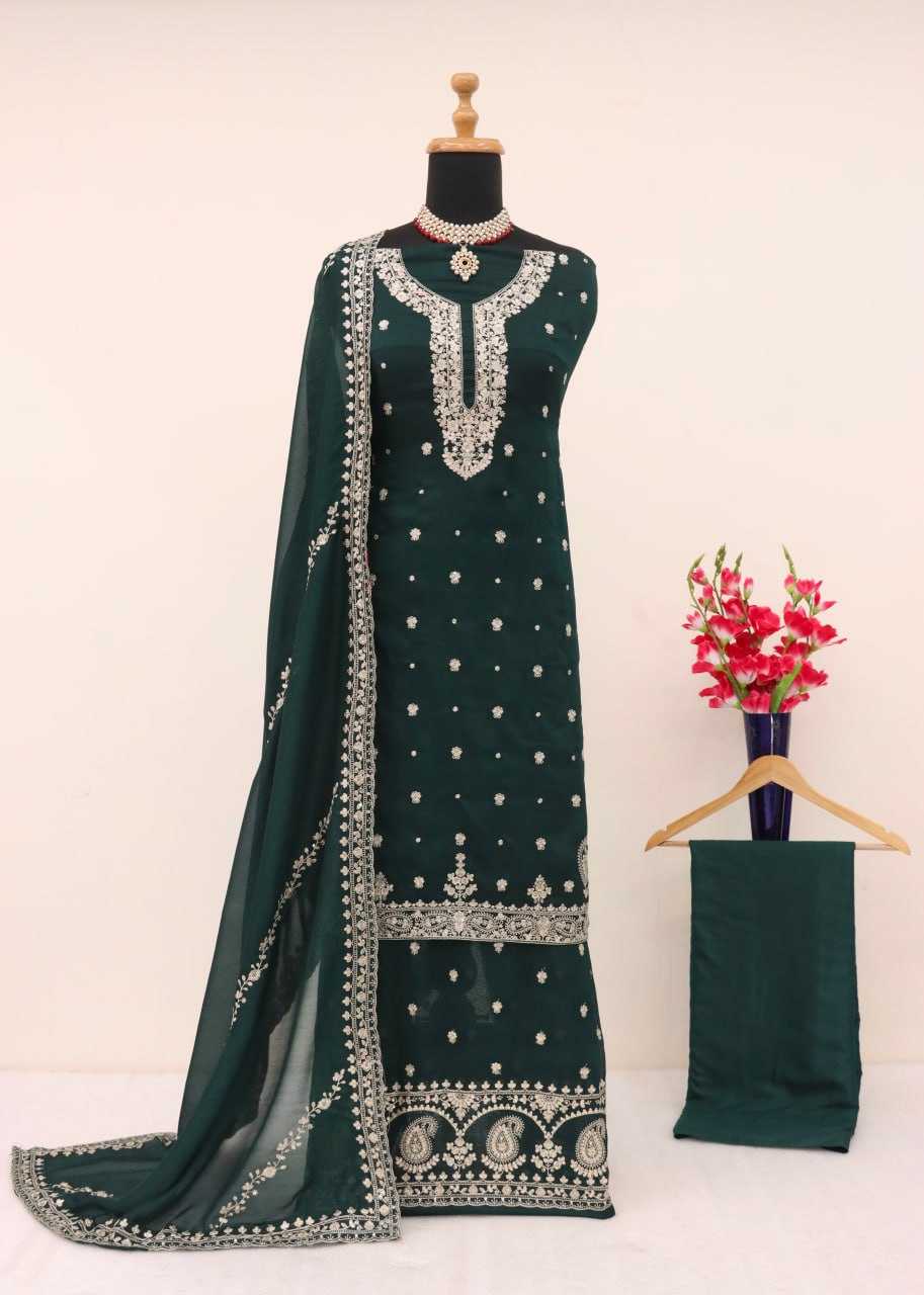 Ynf Heavy Chinnon Silk KESH504 7466 Suits & Dresses Wedding Collections Festive Collections Wholesale Palazzo Suit Ladies Silk Suit Semi Stitched Suits Manufacturer
