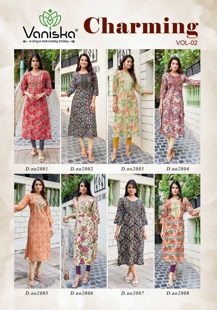 Ynf Heavy Rayon RIN190 VANISKA Charming Vol-2 Setwise Collections Wholesale Kurtis Catalogs Manufacturer