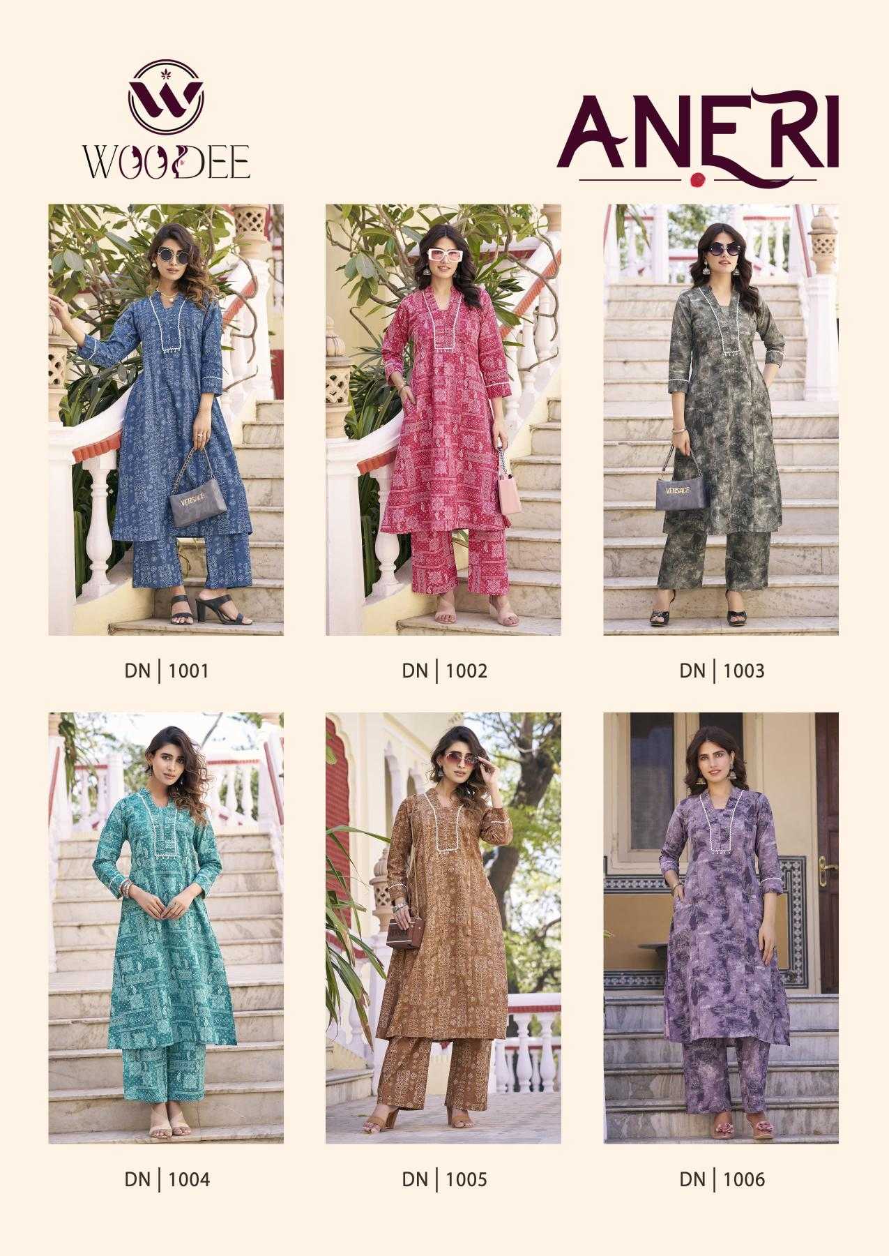 Ynf Heavy Rayon RIN190 WOODEE-ANERI Setwise Collections Wholesale Kurtis Catalogs Manufacturer