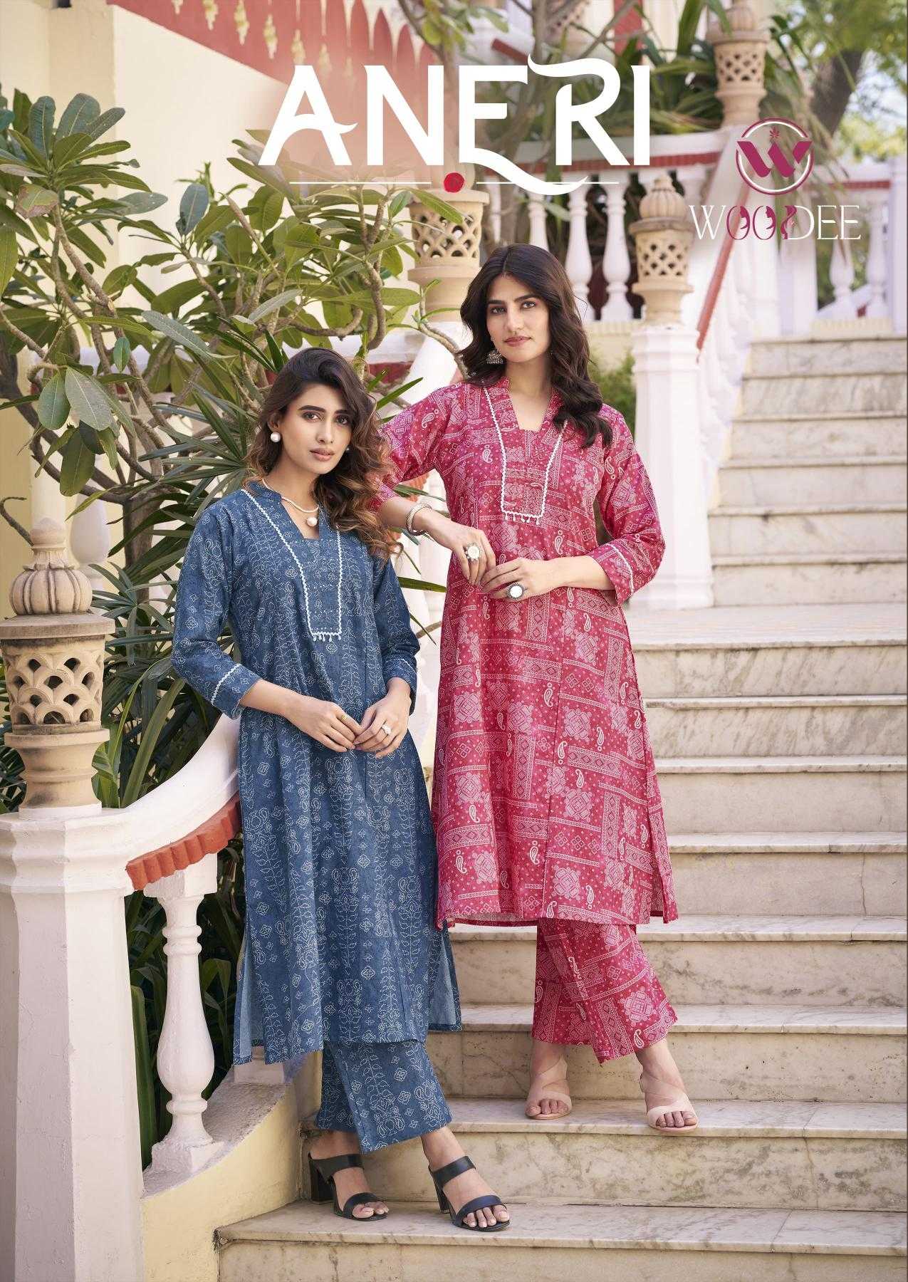 Ynf Heavy Rayon RIN190 WOODEE-ANERI Setwise Collections Wholesale Kurtis Catalogs Manufacturer