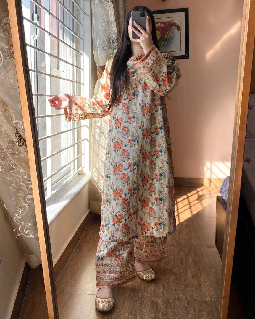 Ynf Heavy Roman Silk KESH141 1117 Suits & Dresses Wedding Collections Festive Collections Wholesale Printed Suits Palazzo Suit Ladies Silk Suit Manufacturer