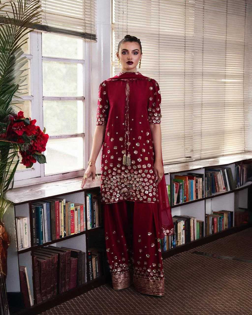 Ynf Heavy Roman Silk KESH158 6004 Suits & Dresses Wedding Collections Festive Collections Wholesale Palazzo Suit Ladies Silk Suit Wedding Outfits Manufacturer