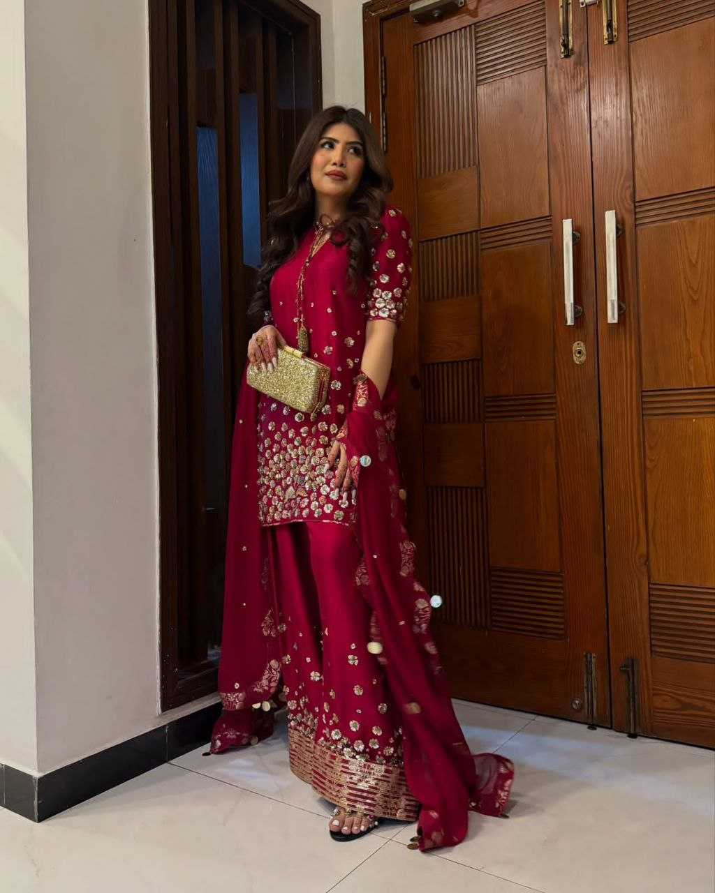 Ynf Heavy Roman Silk KESH158 6004 Suits & Dresses Wedding Collections Festive Collections Wholesale Palazzo Suit Ladies Silk Suit Wedding Outfits Manufacturer