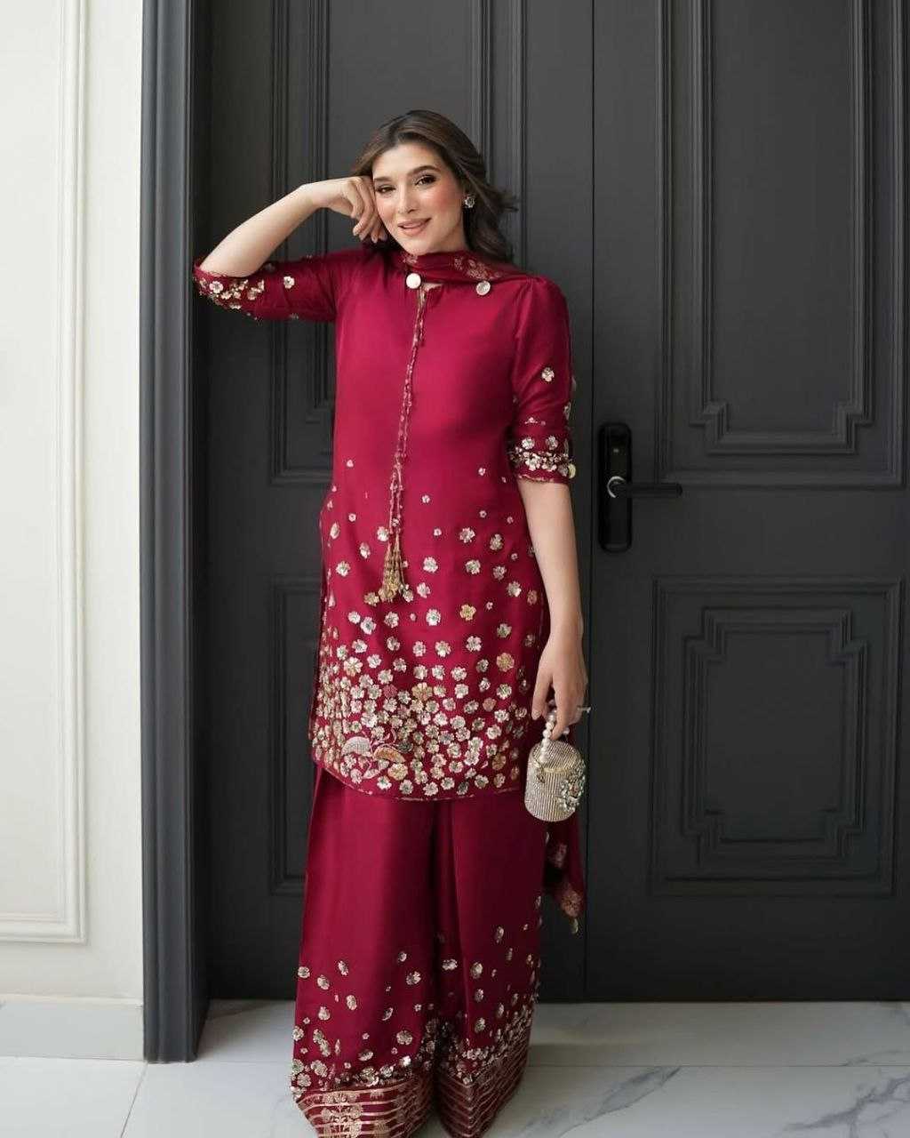Ynf Heavy Roman Silk KESH158 6004 Suits & Dresses Wedding Collections Festive Collections Wholesale Palazzo Suit Ladies Silk Suit Wedding Outfits Manufacturer