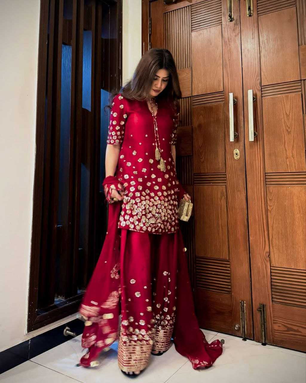 Ynf Heavy Roman Silk KESH158 6004 Suits & Dresses Wedding Collections Festive Collections Wholesale Palazzo Suit Ladies Silk Suit Wedding Outfits Manufacturer