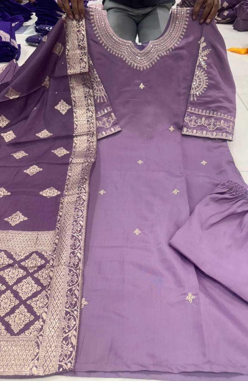 Ynf Heavy Roman Silk KESH502 1003 Suits & Dresses Wedding Collections Wholesale Embroidery Suits Ladies Silk Suit Designer Suits Manufacturer