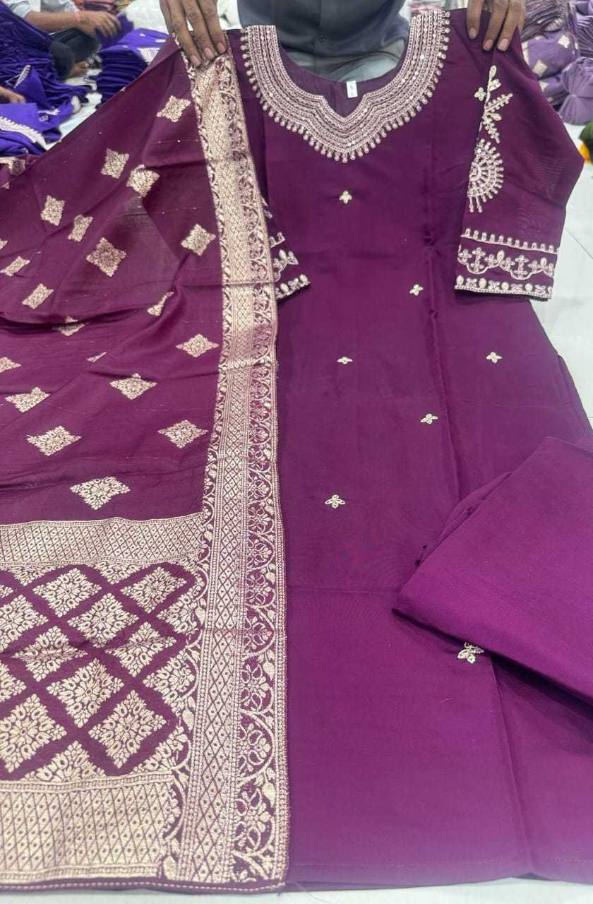 Ynf Heavy Roman Silk KESH502 1003 Suits & Dresses Wedding Collections Wholesale Embroidery Suits Ladies Silk Suit Designer Suits Manufacturer