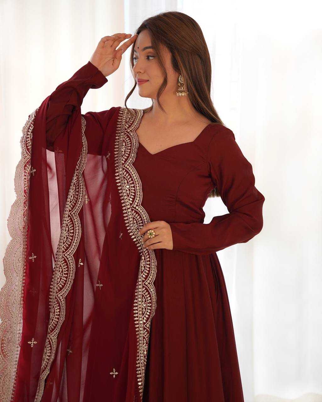 Ynf Heavy Roman Silk KESH504 40 Gowns Wedding Collections Festive Collections Wholesale Anarkali Gown Gown With Dupatta Wedding Outfits Manufacturer