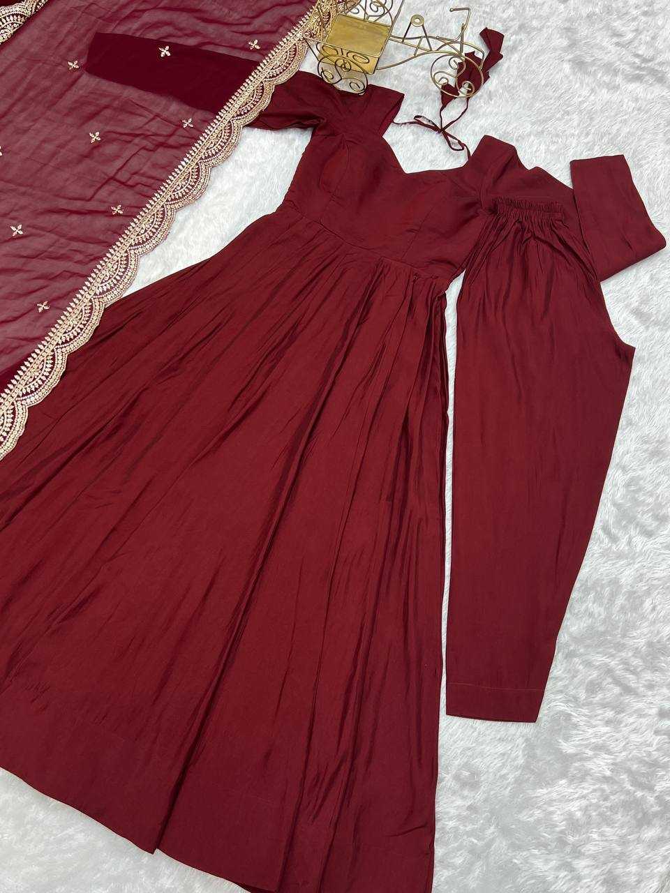 Ynf Heavy Roman Silk KESH504 40 Gowns Wedding Collections Festive Collections Wholesale Anarkali Gown Gown With Dupatta Wedding Outfits Manufacturer