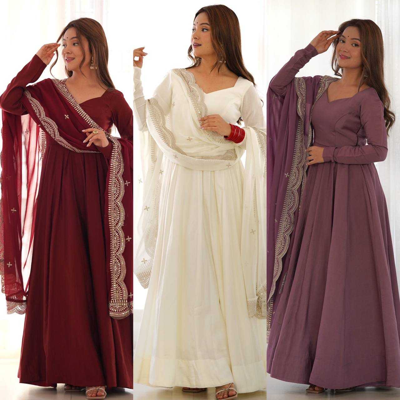 Ynf Heavy Roman Silk KESH504 40 Gowns Wedding Collections Festive Collections Wholesale Anarkali Gown Gown With Dupatta Wedding Outfits Manufacturer