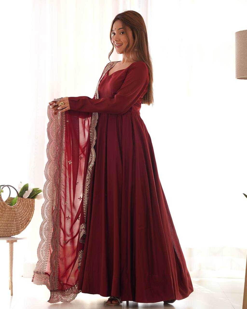 Ynf Heavy Roman Silk KESH504 40 Gowns Wedding Collections Festive Collections Wholesale Anarkali Gown Gown With Dupatta Wedding Outfits Manufacturer