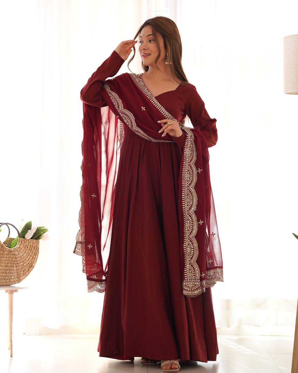 Ynf Heavy Roman Silk KESH504 40 Gowns Wedding Collections Festive Collections Wholesale Anarkali Gown Gown With Dupatta Wedding Outfits Manufacturer