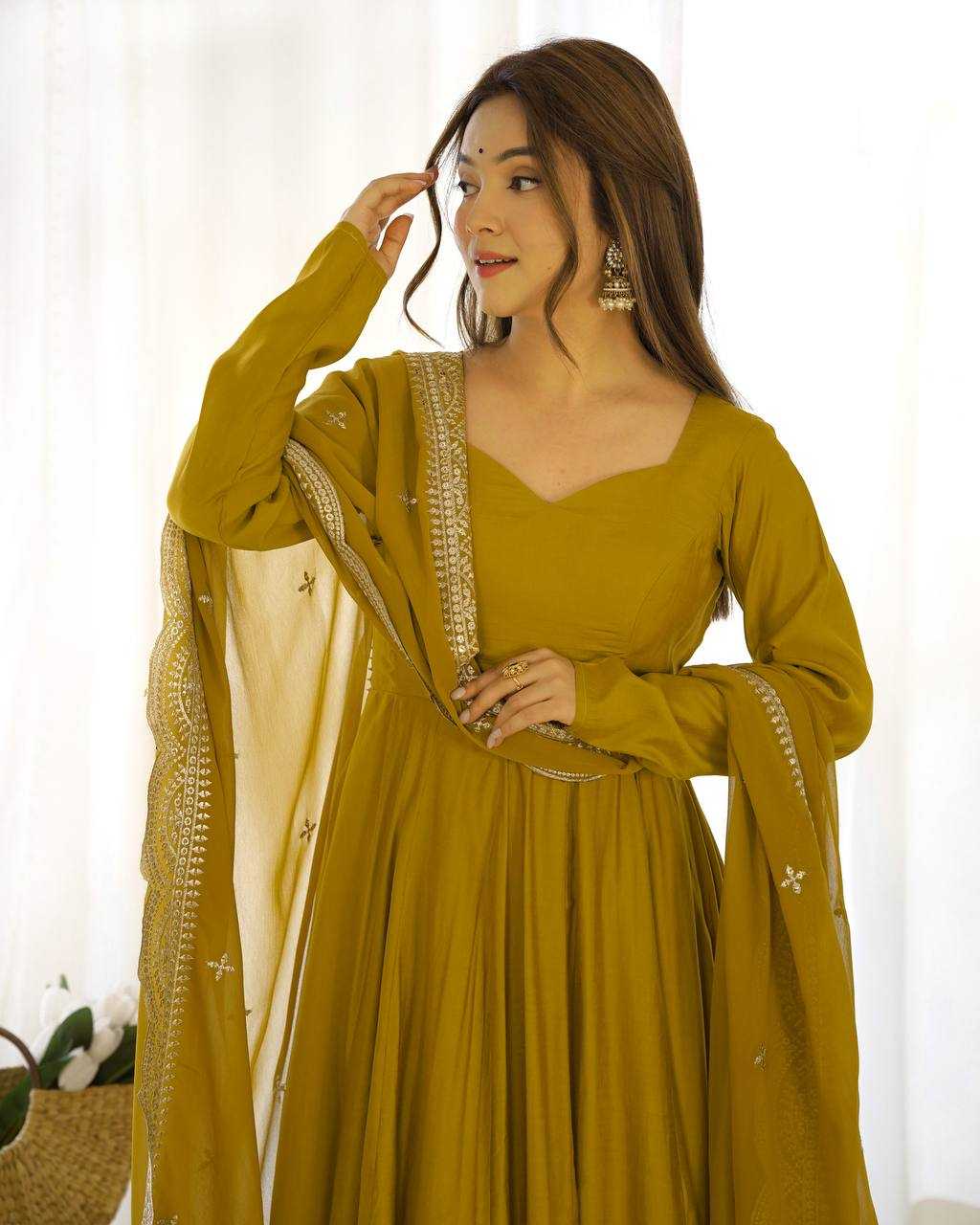 Ynf Heavy Roman Silk KESH504 40 Gowns Wedding Collections Festive Collections Wholesale Anarkali Gown Gown With Dupatta Wedding Outfits Manufacturer