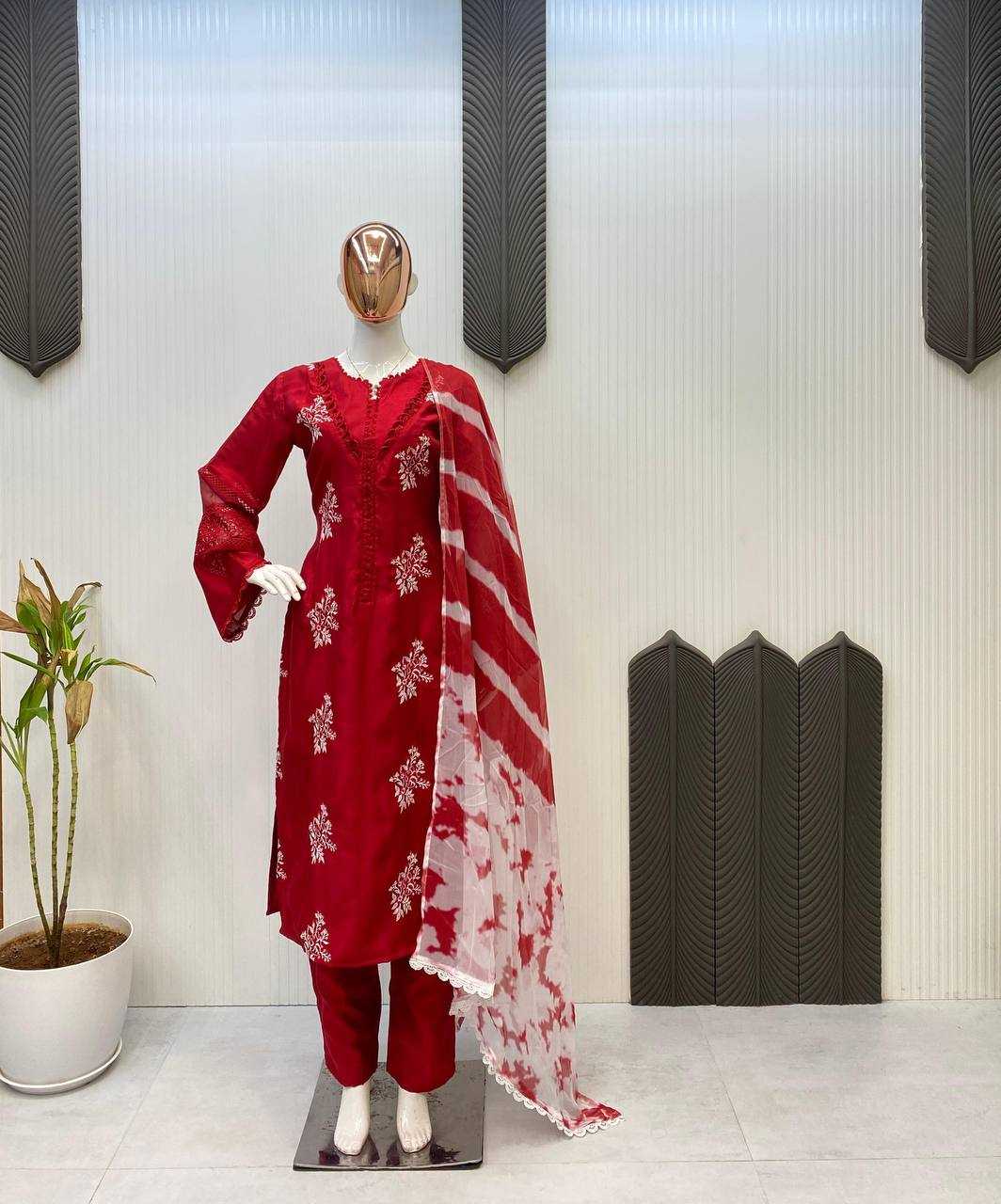 Ynf Heavy Roman Silk RIN141 1951 Suits & Dresses Wedding Collections Festive Collections Wholesale Embroidery Suits Ladies Silk Suit Wedding Outfits Manufacturer