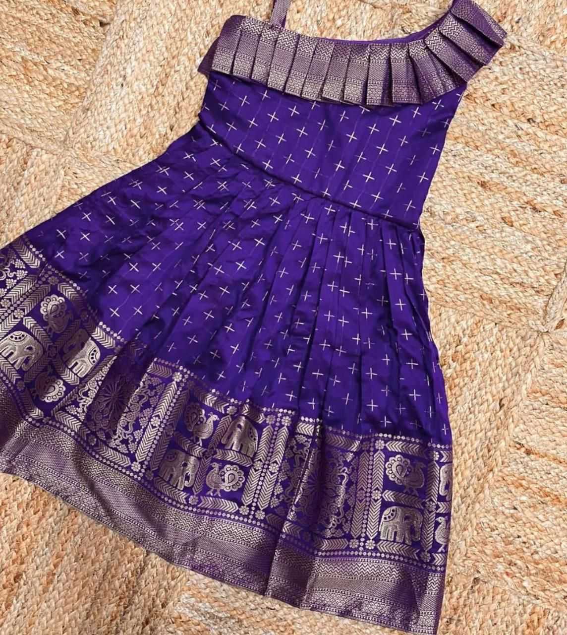 Ynf Jacquard KESH493 Paithani Kids Wear Wholesale Kids Gown Kids Ethnic Gowns Manufacturer