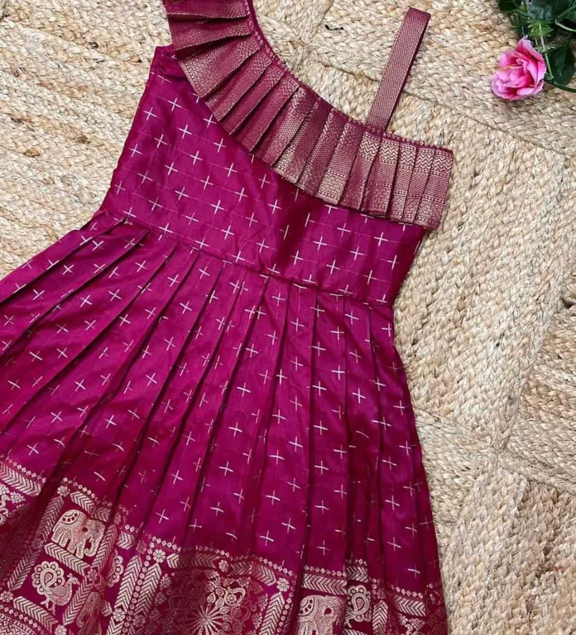 Ynf Jacquard KESH493 Paithani Kids Wear Wholesale Kids Gown Kids Ethnic Gowns Manufacturer