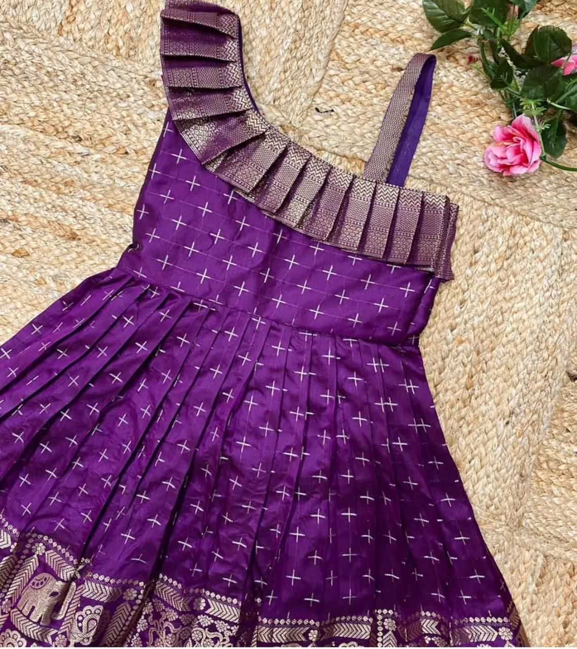 Ynf Jacquard KESH493 Paithani Kids Wear Wholesale Kids Gown Kids Ethnic Gowns Manufacturer