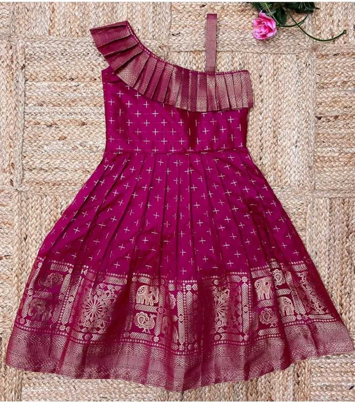 Ynf Jacquard KESH493 Paithani Kids Wear Wholesale Kids Gown Kids Ethnic Gowns Manufacturer