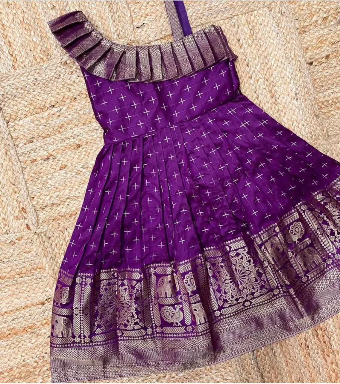 Ynf Jacquard KESH493 Paithani Kids Wear Wholesale Kids Gown Kids Ethnic Gowns Manufacturer