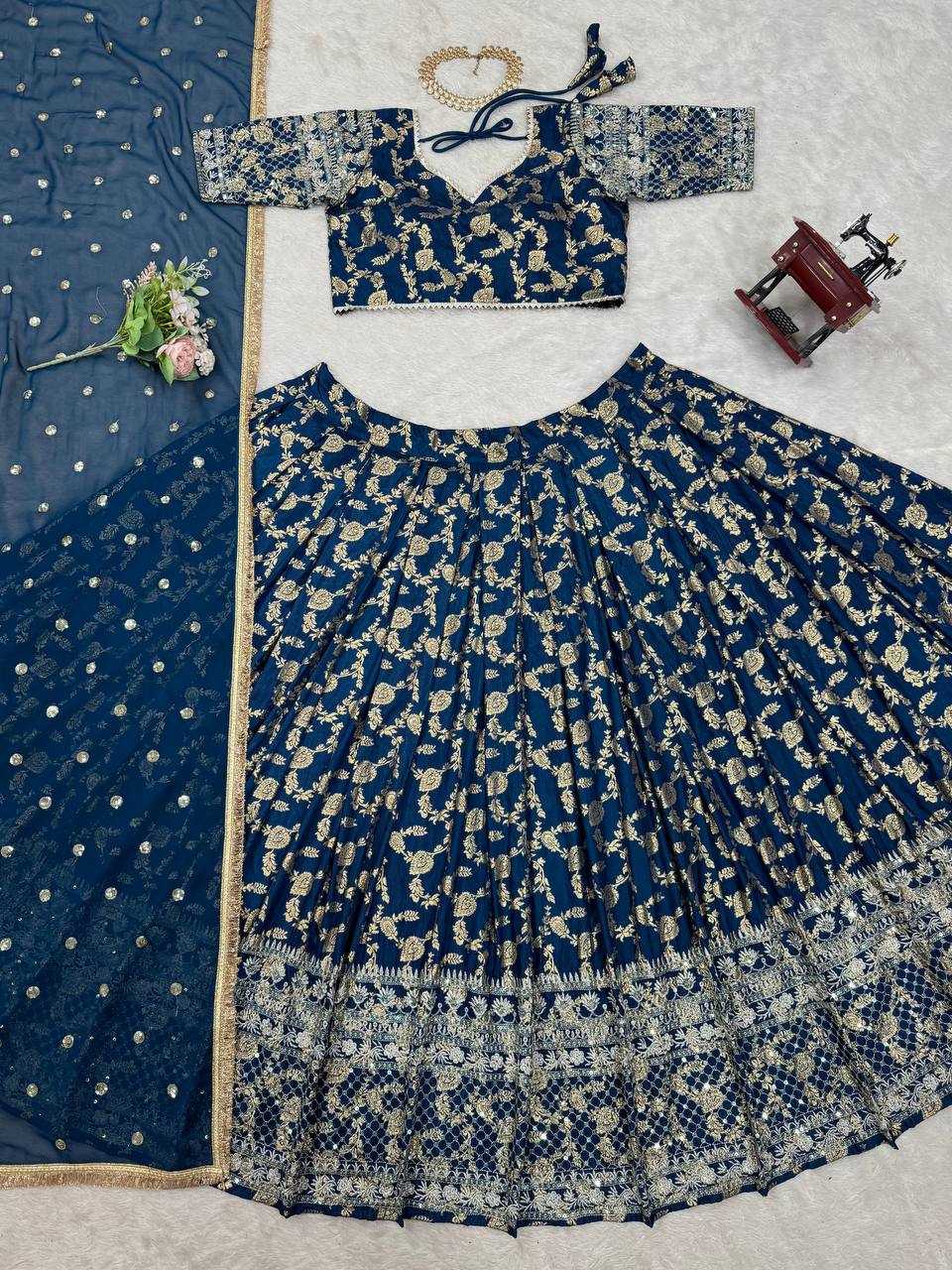 Ynf Jacquard RIN162 335 Lehengas Wedding Collections Festive Collections Wholesale Designer Lehenga Choli Lehenga With Dupatta Sequins Lehenga Manufacturer