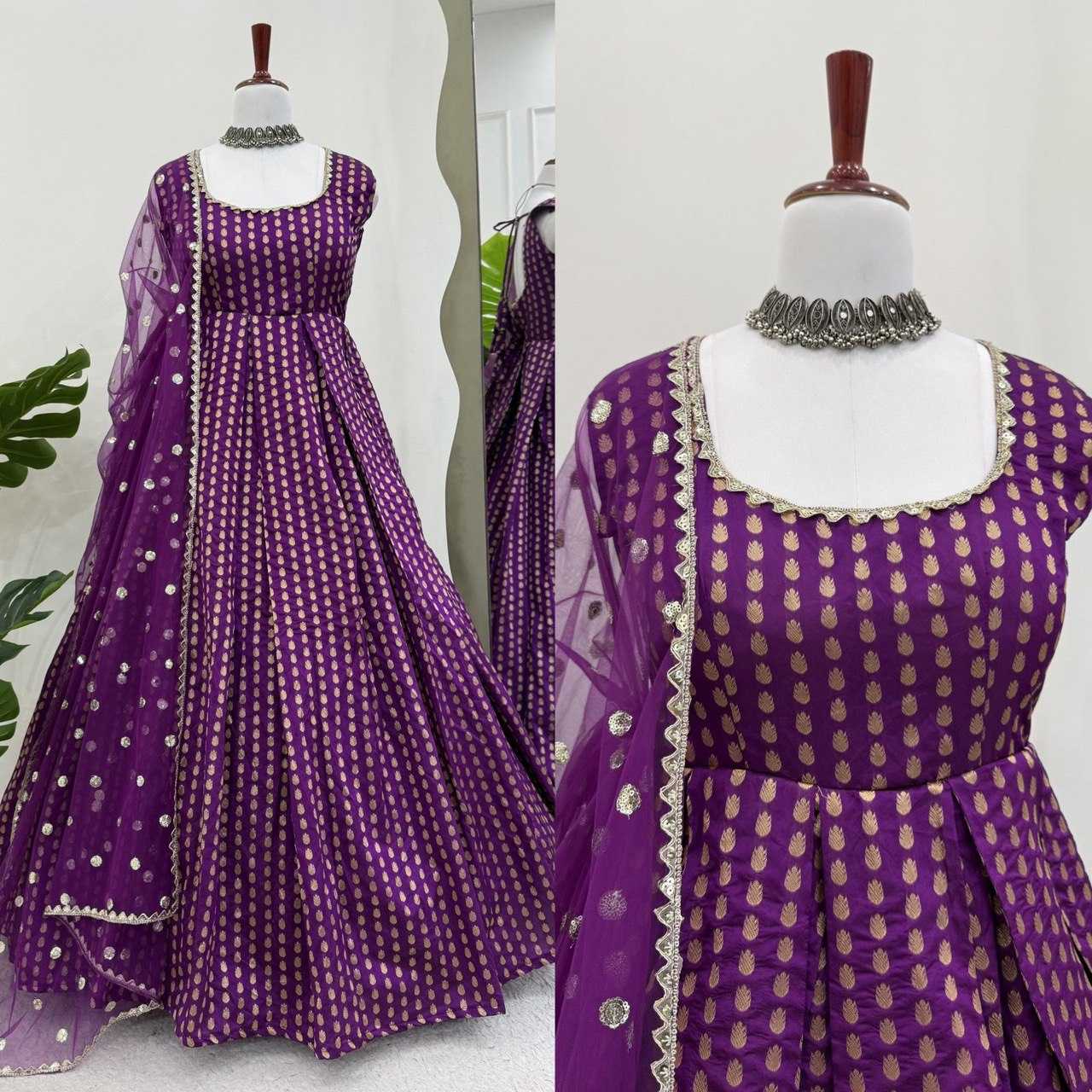 Ynf Jacquard RIN162 5882 Gowns Wedding Collections Festive Collections Wholesale Silk Gowns Gown With Dupatta Lace Gowns Manufacturer