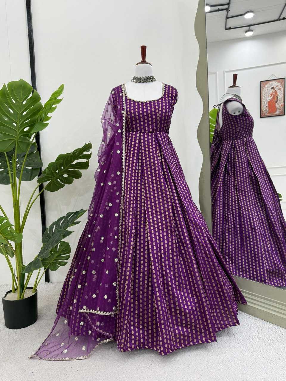 Ynf Jacquard RIN162 5882 Gowns Wedding Collections Festive Collections Wholesale Silk Gowns Gown With Dupatta Lace Gowns Manufacturer