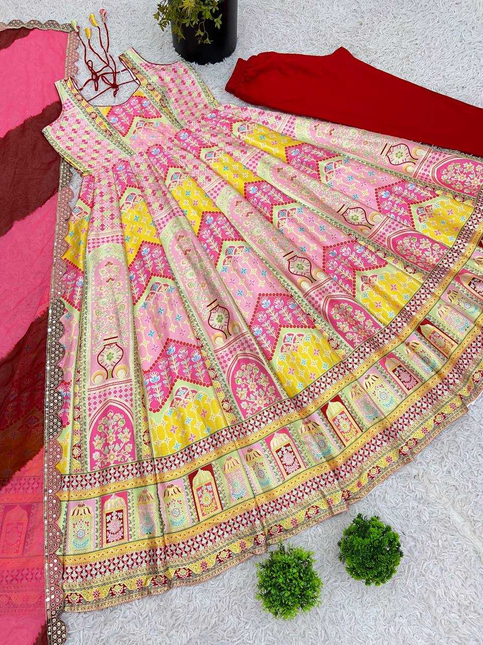 Ynf Japan Sartin KESH499 424 Gowns Wedding Collections Festive Collections Wholesale Printed Gowns Party Wear Gowns Designer Gowns Manufacturer