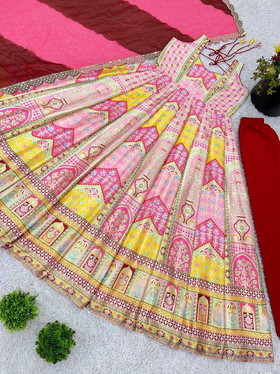 Ynf Japan Sartin KESH499 424 Gowns Wedding Collections Festive Collections Wholesale Printed Gowns Party Wear Gowns Designer Gowns Manufacturer