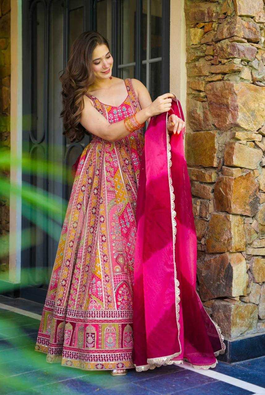 Ynf Japan Sartin KESH499 424 Gowns Wedding Collections Festive Collections Wholesale Printed Gowns Party Wear Gowns Designer Gowns Manufacturer