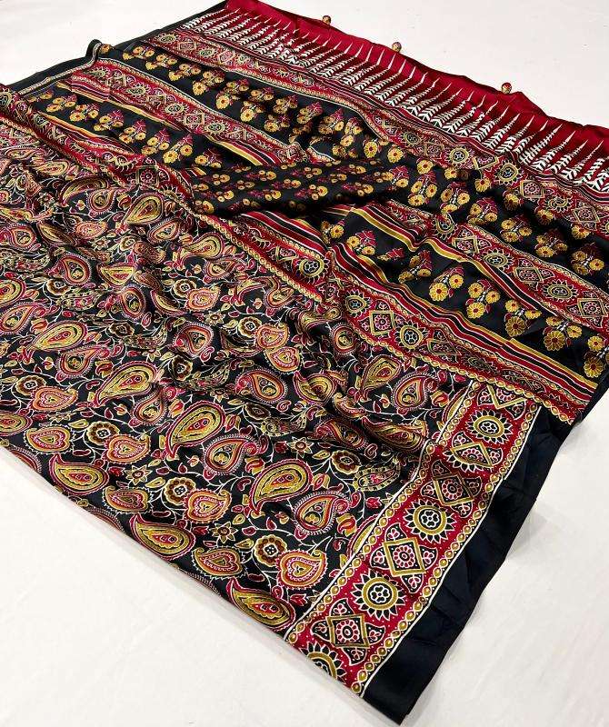 Ynf Japan Sartin RIN184 Mohar Sarees Wholesale Ladies Sarees Ajrakh Sarees Satin Sarees Manufacturer
