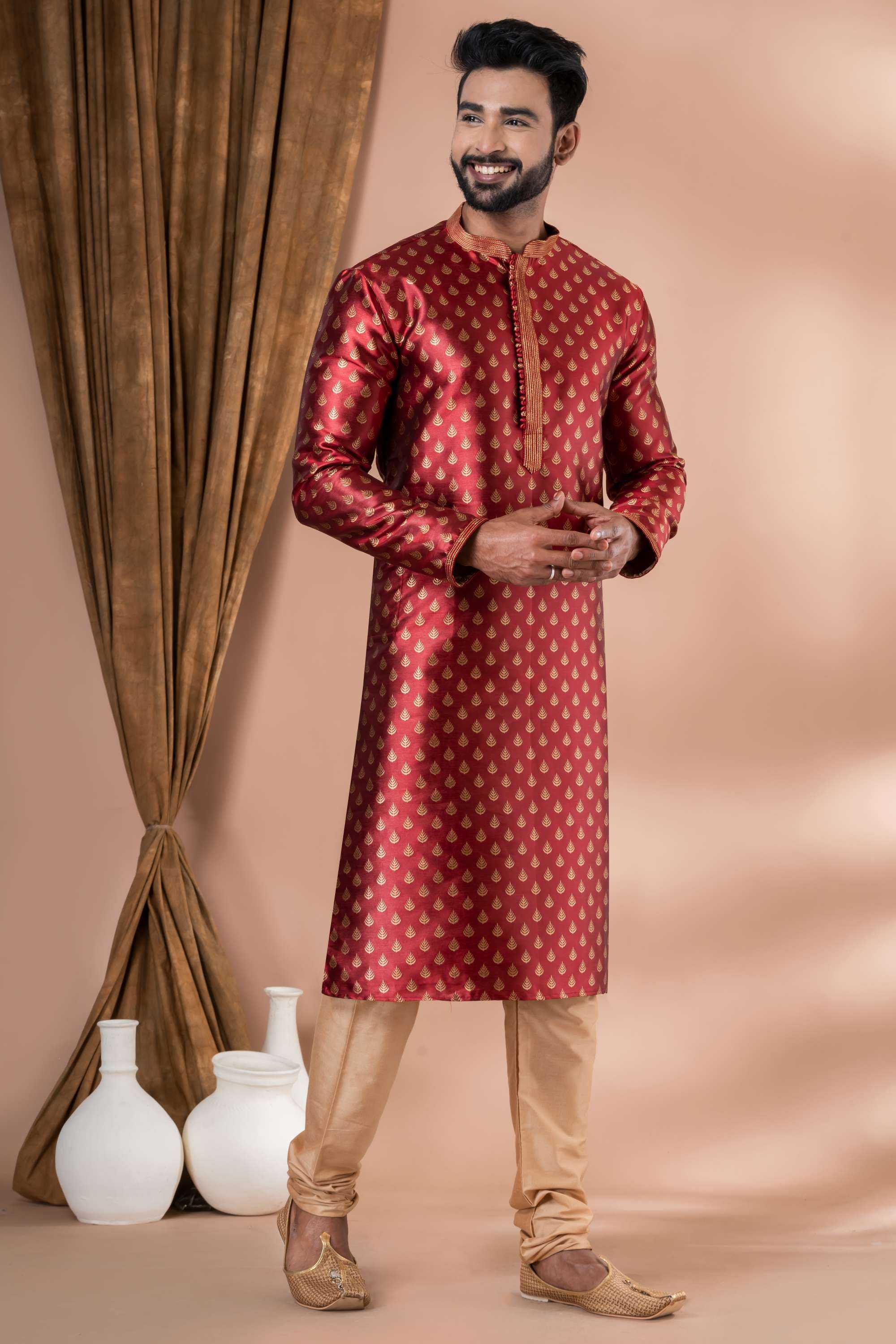 Ynf Jequard Silk RIN223 3421A Mens Wear Wholesale Mens Kurtas Mens Kurta Pyjama Men Wedding kurta Manufacturer