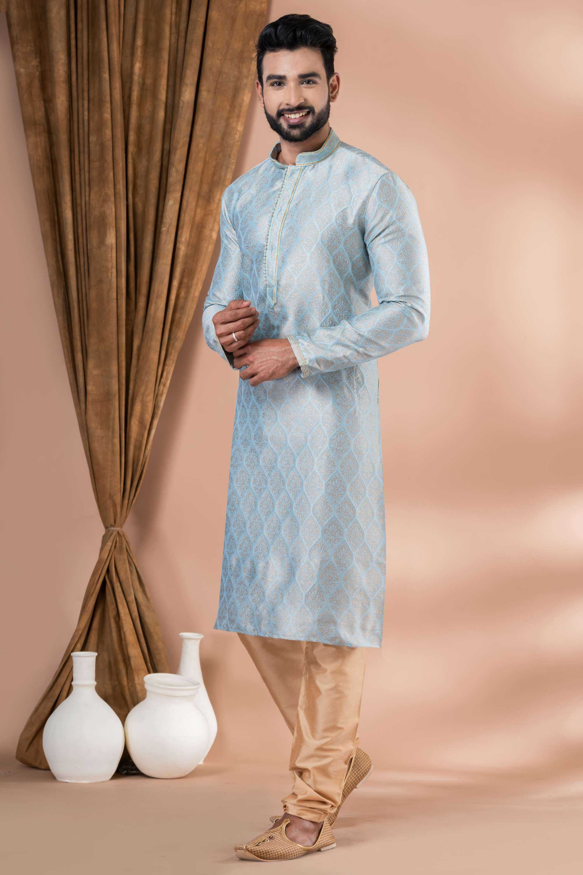 Ynf Jequard Silk RIN223 3424A Mens Wear Wholesale Mens Kurtas Mens Kurta Pyjama Men Wedding kurta Manufacturer