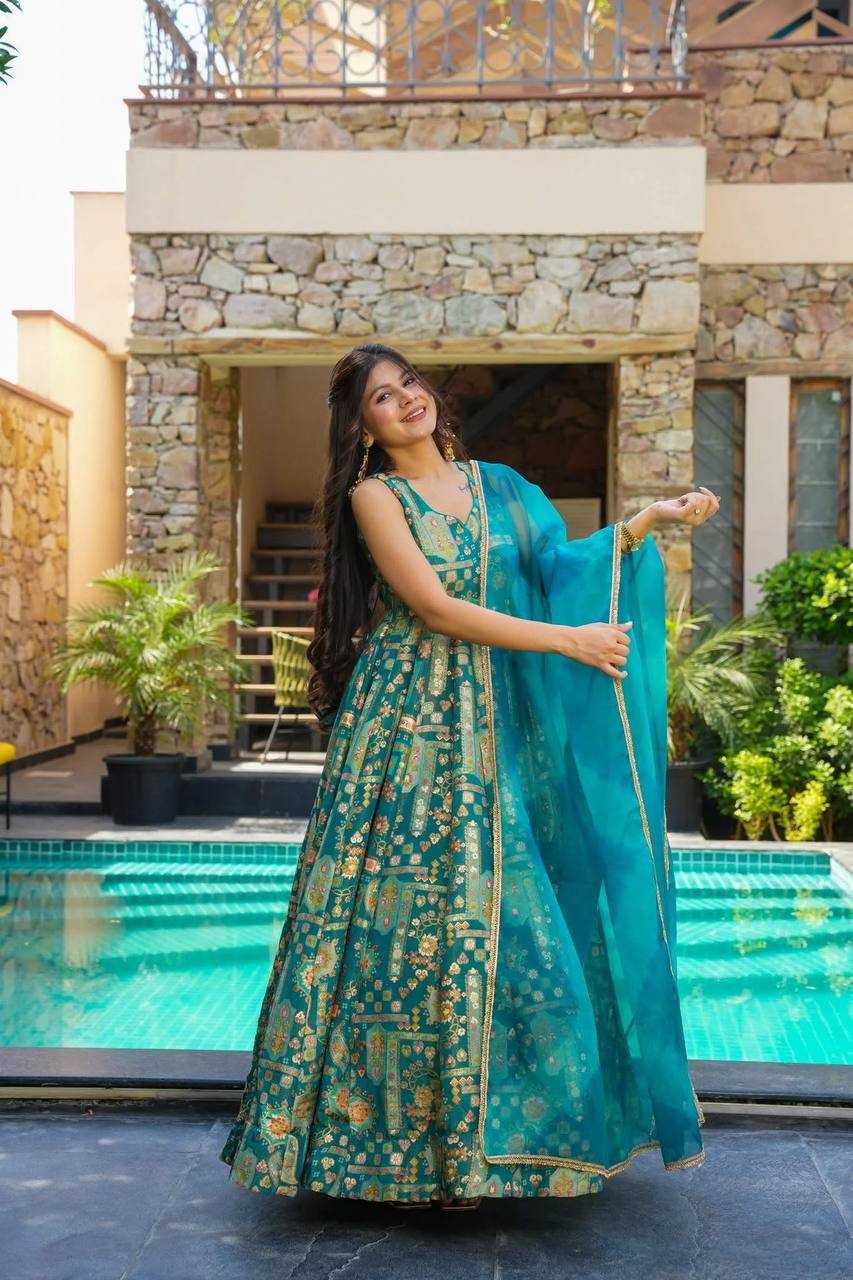 Ynf Jimmy Choo KESH154 302 Gowns Wholesale Printed Gowns Fancy Gowns Anarkali Gown Manufacturer