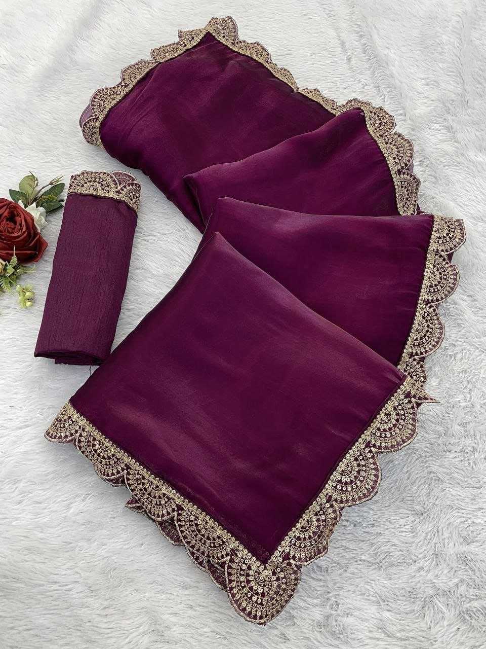 Ynf Jimmy Choo RIN216 wine Sarees Wholesale Party Wear Sarees Fancy Sarees Manufacturer