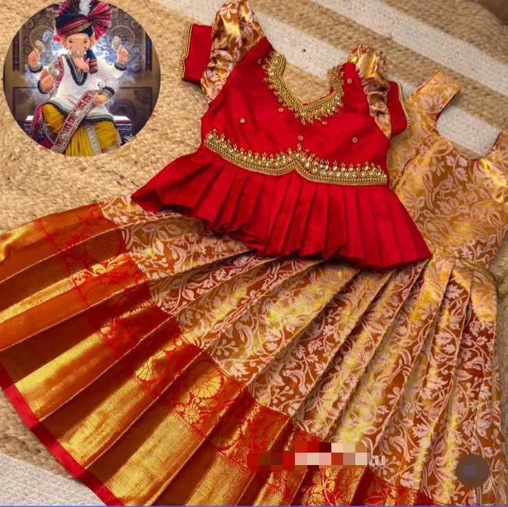 Ynf Kanjivaram Silk KESH493 Micro Kids Wear Wholesale Kids Gown Kids Ethnic Gowns Manufacturer
