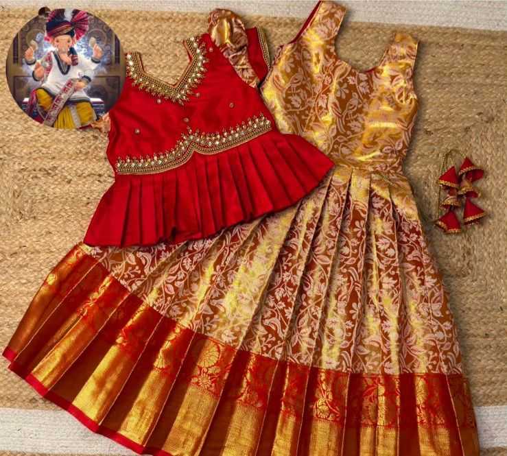 Ynf Kanjivaram Silk KESH493 Micro Kids Wear Wholesale Kids Gown Kids Ethnic Gowns Manufacturer