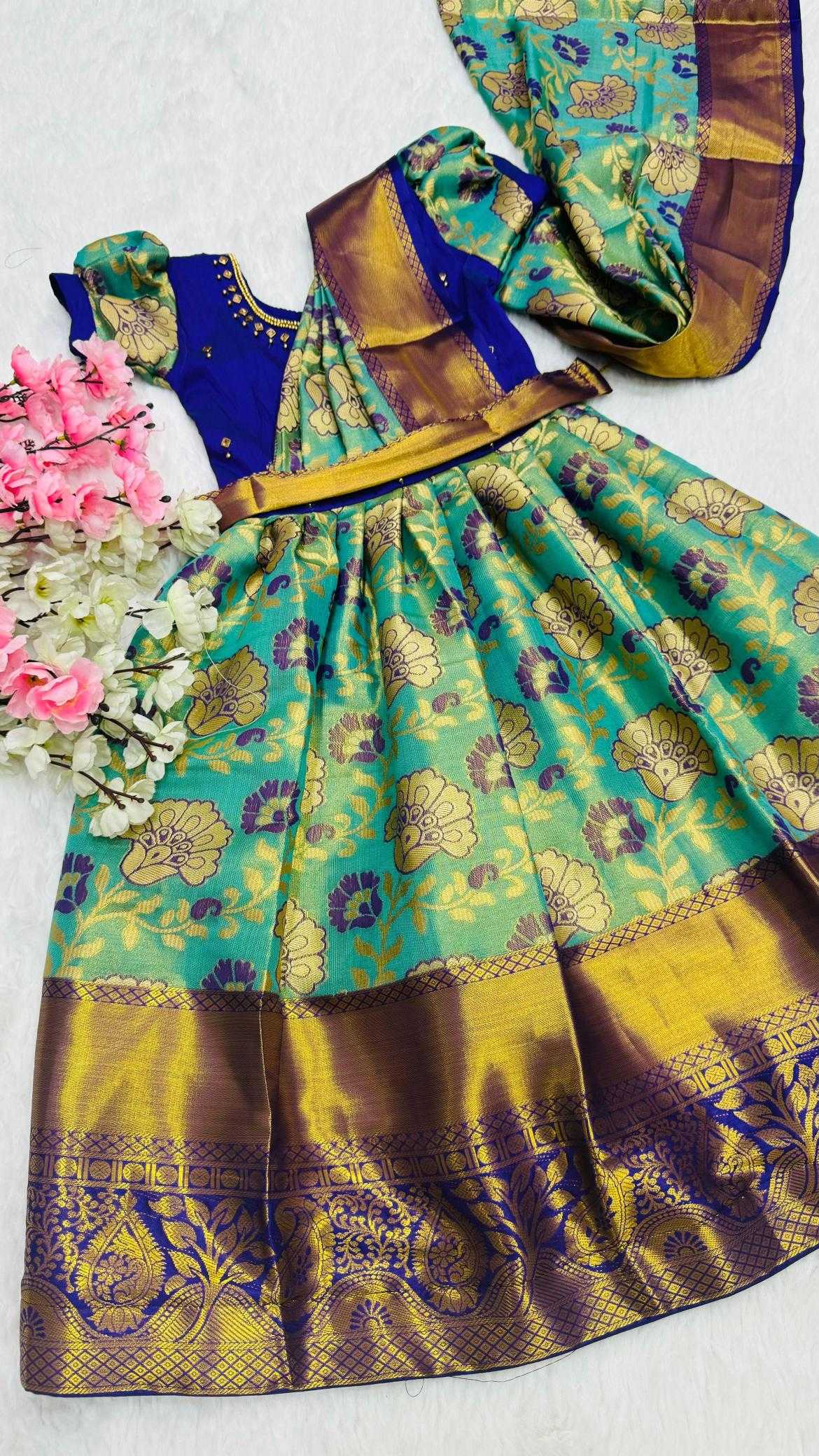 Ynf Kanjivaram Silk KESH493 PRAN-PRATISHTHA Kids Wear Wholesale Kids Gown Kids Ethnic Gowns Manufacturer
