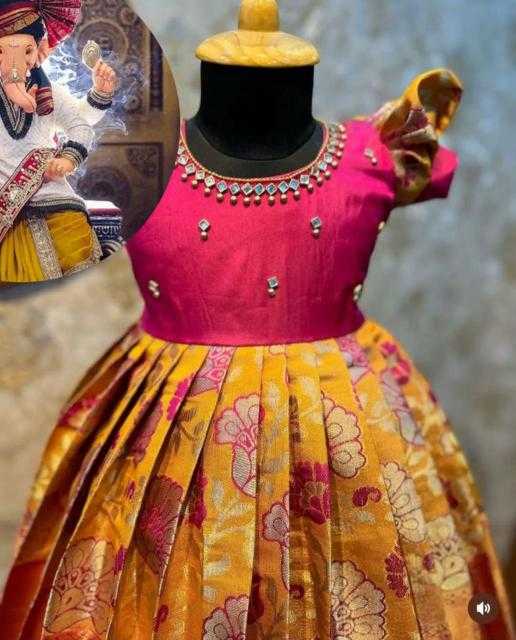 Ynf Kanjivaram Silk KESH493 PRAN-PRATISHTHA Kids Wear Wholesale Kids Gown Kids Ethnic Gowns Manufacturer